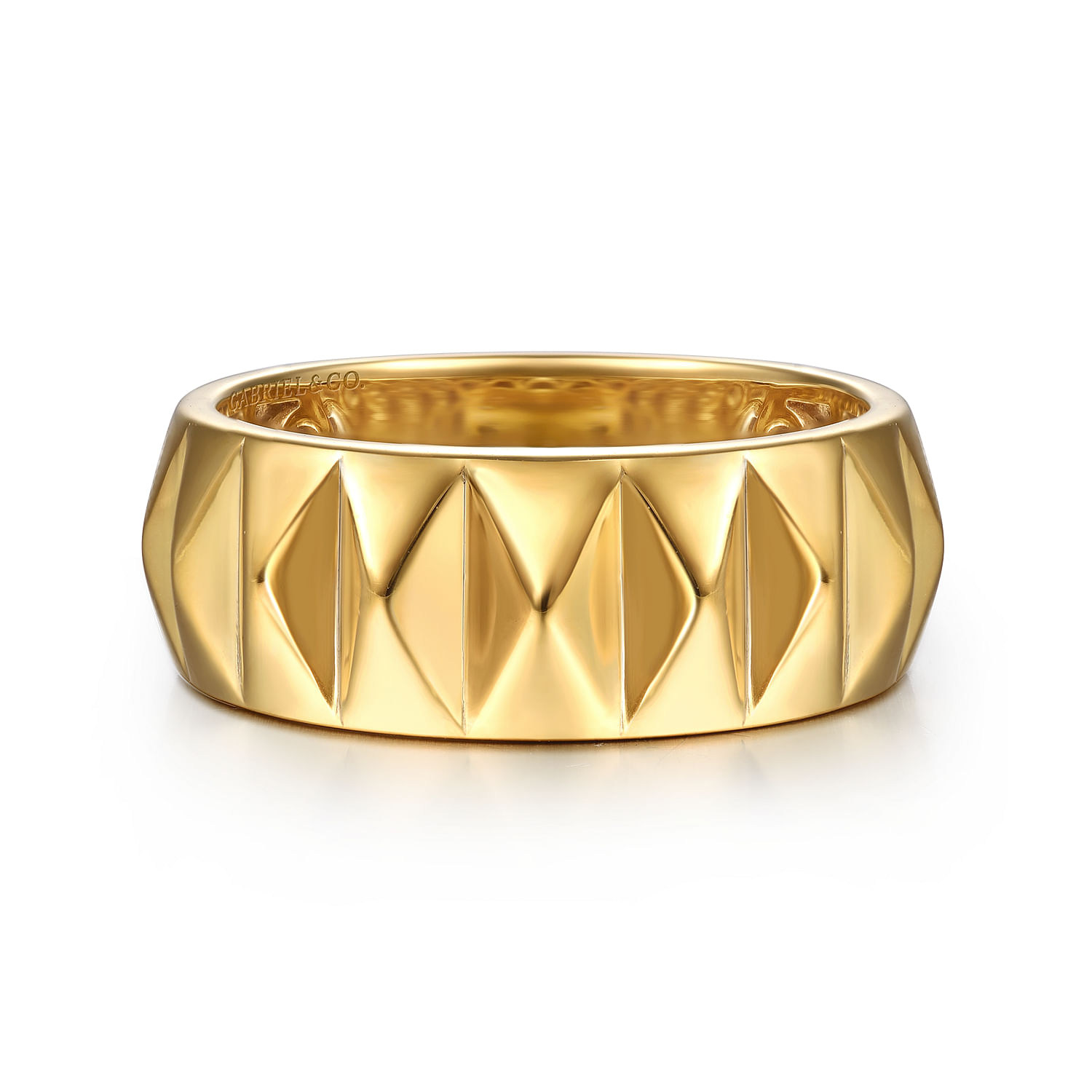 14K Yellow Gold Pyramid Bold Stackable