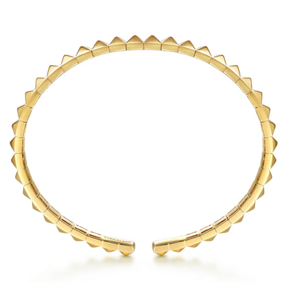 14K Yellow Gold Pyramid Cuff Bangle Bracelet