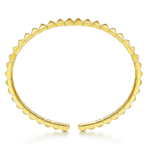14K Yellow Gold Pyramid Cuff Bracelet - Shot 3