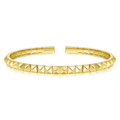 14K Yellow Gold Pyramid Cuff Bracelet