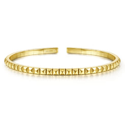 14K Yellow Gold Pyramid Cuff Bracelet