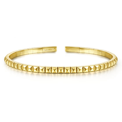 14K Yellow Gold Pyramid Cuff Bracelet