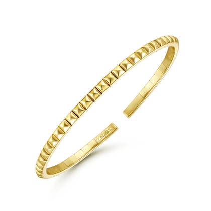 14K Yellow Gold Pyramid Cuff Bracelet