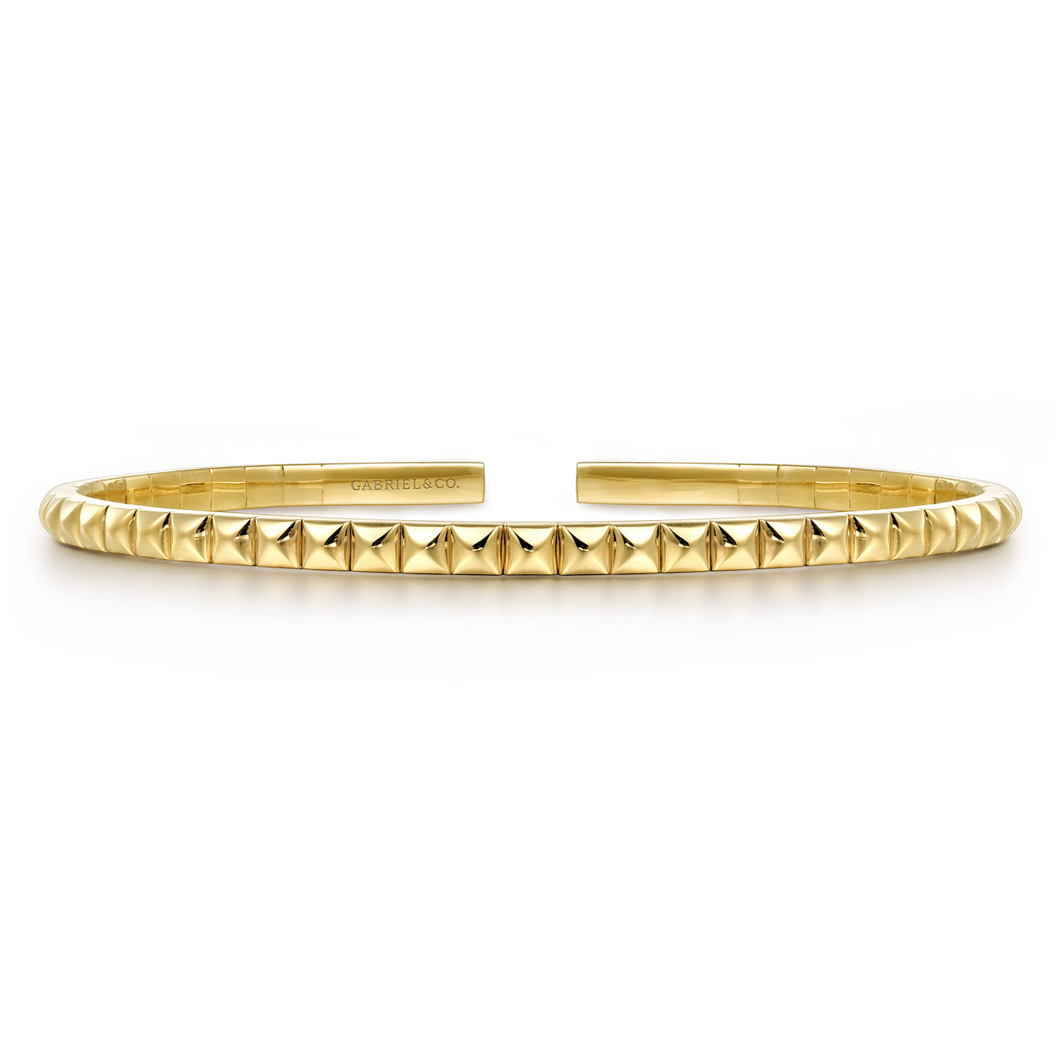 14K Yellow Gold Pyramid Open Bangle Bracelet - Shot 1