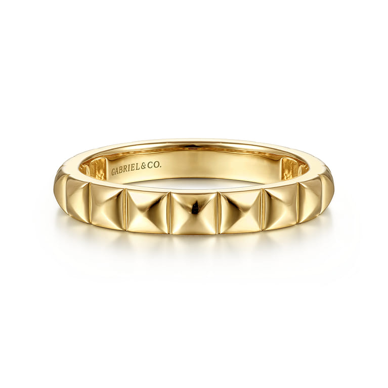14K Yellow Gold Pyramid Ring - Shot 1