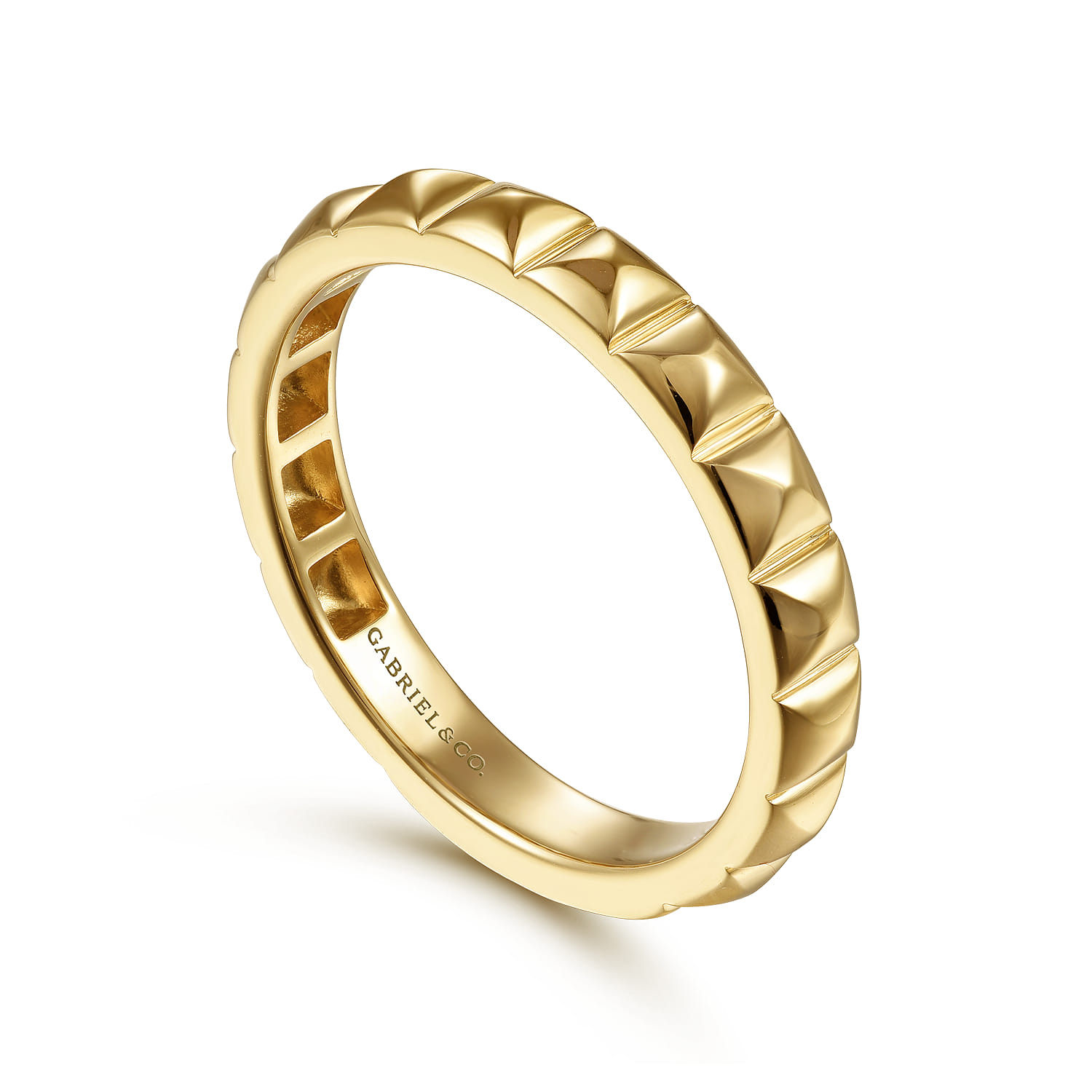 14K Yellow Gold Pyramid Ring - Shot 3