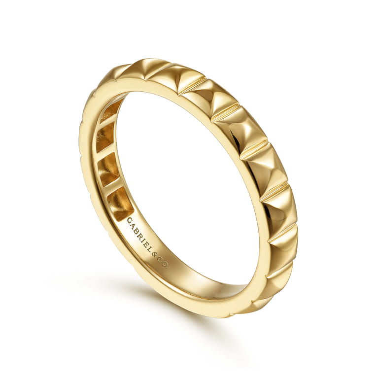 14K Yellow Gold Pyramid Ring - Shot 3