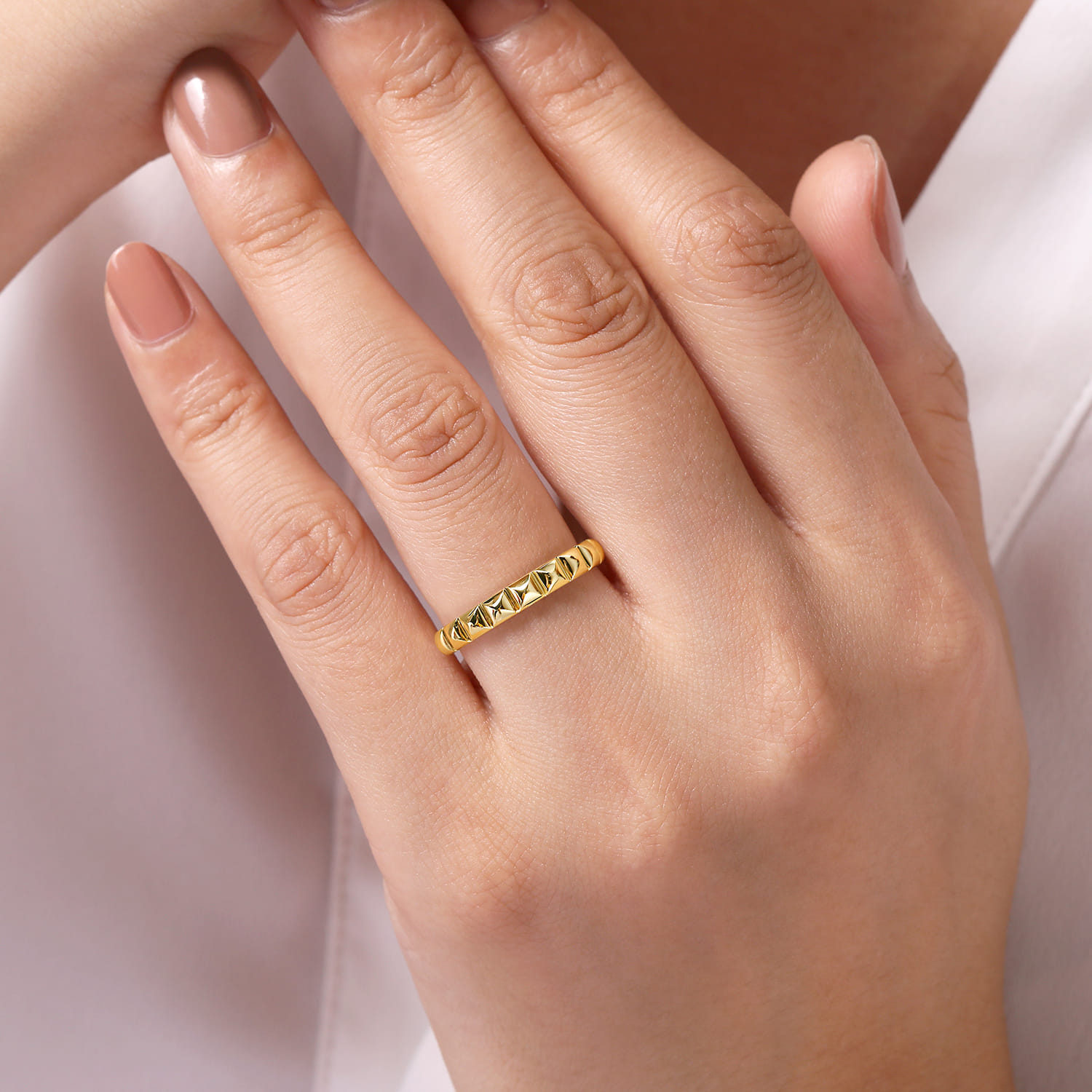 14K Yellow Gold Pyramid Ring - Shot 5