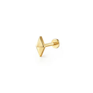 14K Yellow Gold Pyramid Single Flatback Stud Earring