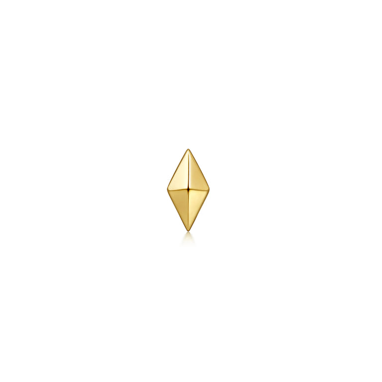 14K Yellow Gold Pyramid Single Flatback Stud Earring - Shot 1