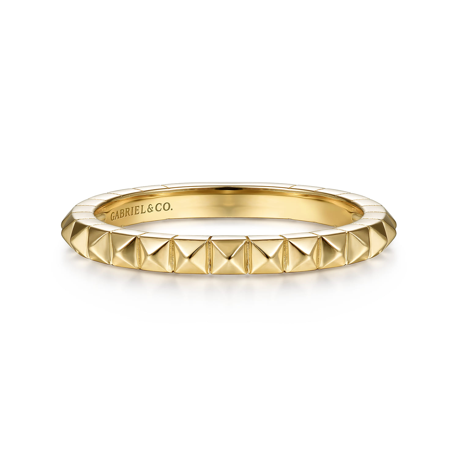 14K Yellow Gold Pyramid Stackable Band - Shot 1