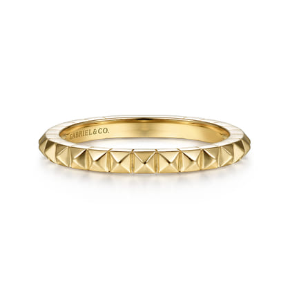 14K Yellow Gold Pyramid Stackable Band