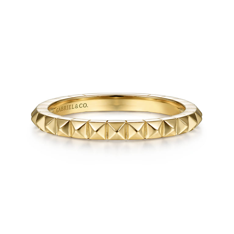 14K Yellow Gold Pyramid Stackable Band - Shot 1