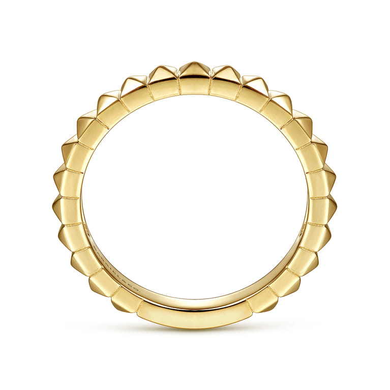14K Yellow Gold Pyramid Stackable Band - Shot 2