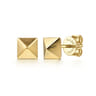 14K Yellow Gold Pyramid Stud Earrings