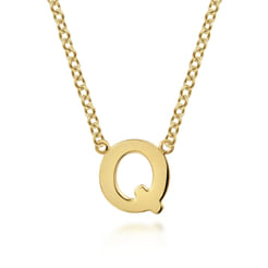 14K Yellow Gold Q Initial Necklace