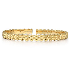 14K Yellow Gold Quilt Pattern Cuff Bracelet