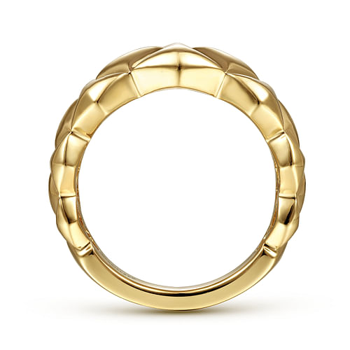 14K Yellow Gold Quilted Pattern Wide Band - Shot 2