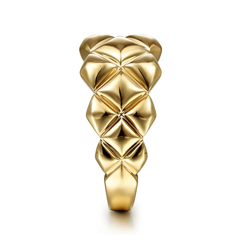 14K Yellow Gold Quilted Pattern Wide Band - Shot 4