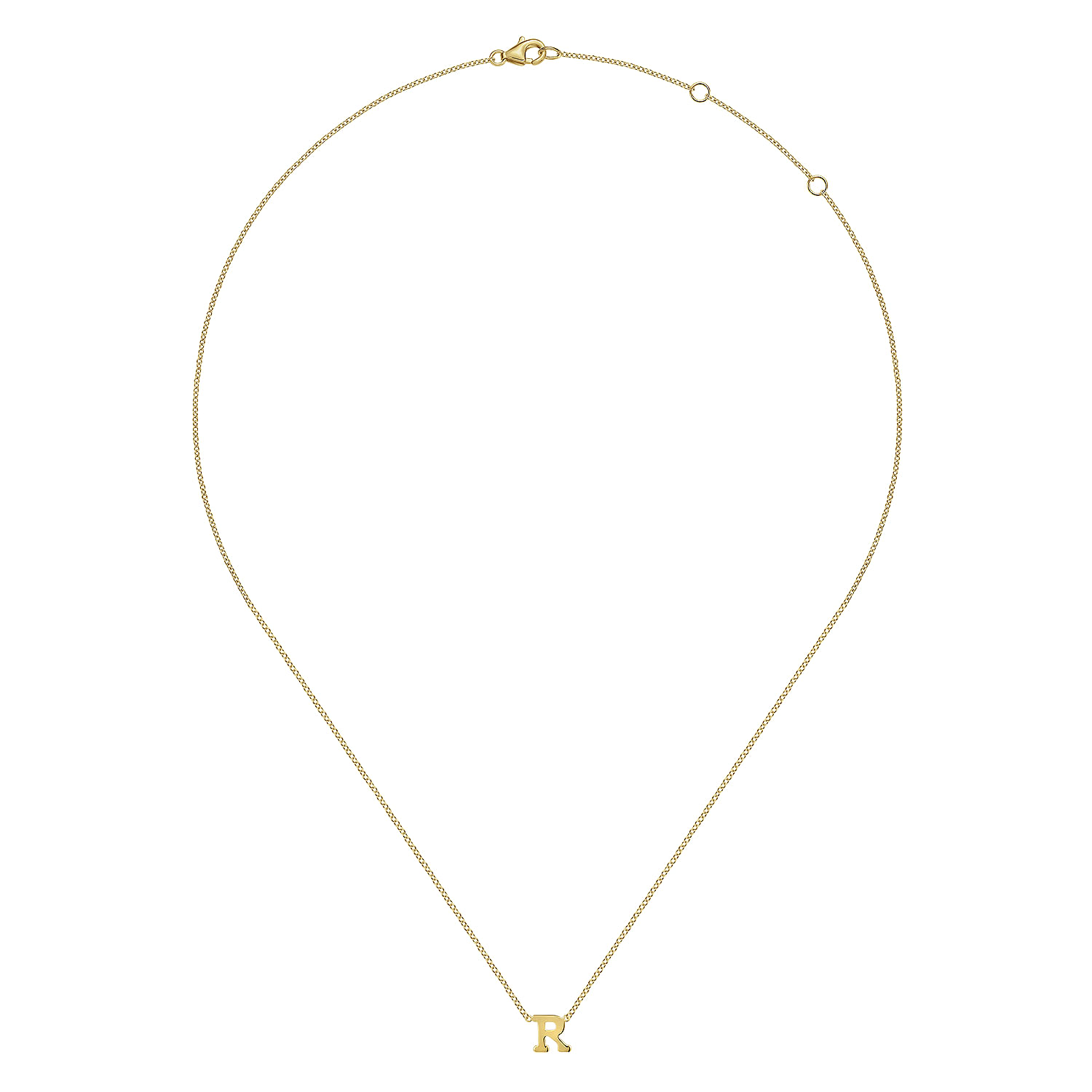 14K Yellow Gold R Initial Necklace - Shot 2