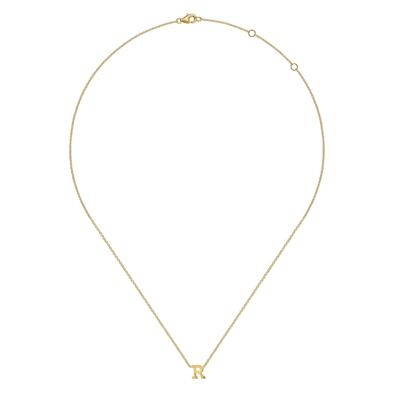 14K Yellow Gold R Initial Necklace - Shot 2