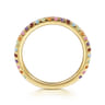 14K Yellow Gold Rainbow Color Stone Stackable Ring