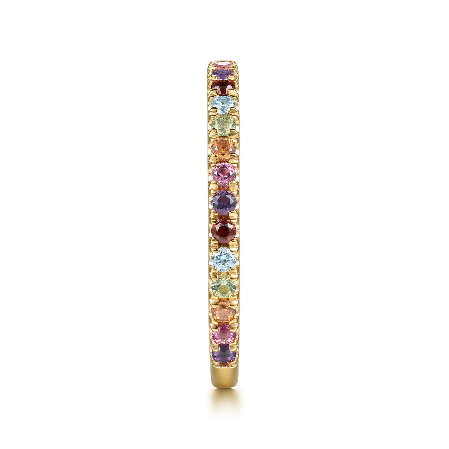14K Yellow Gold Rainbow Color Stone Stackable Ring - Shot 4