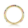 14K Yellow Gold Rainbow Color Stone Stackable Ring