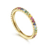 14K Yellow Gold Rainbow Color Stone Stackable Ring