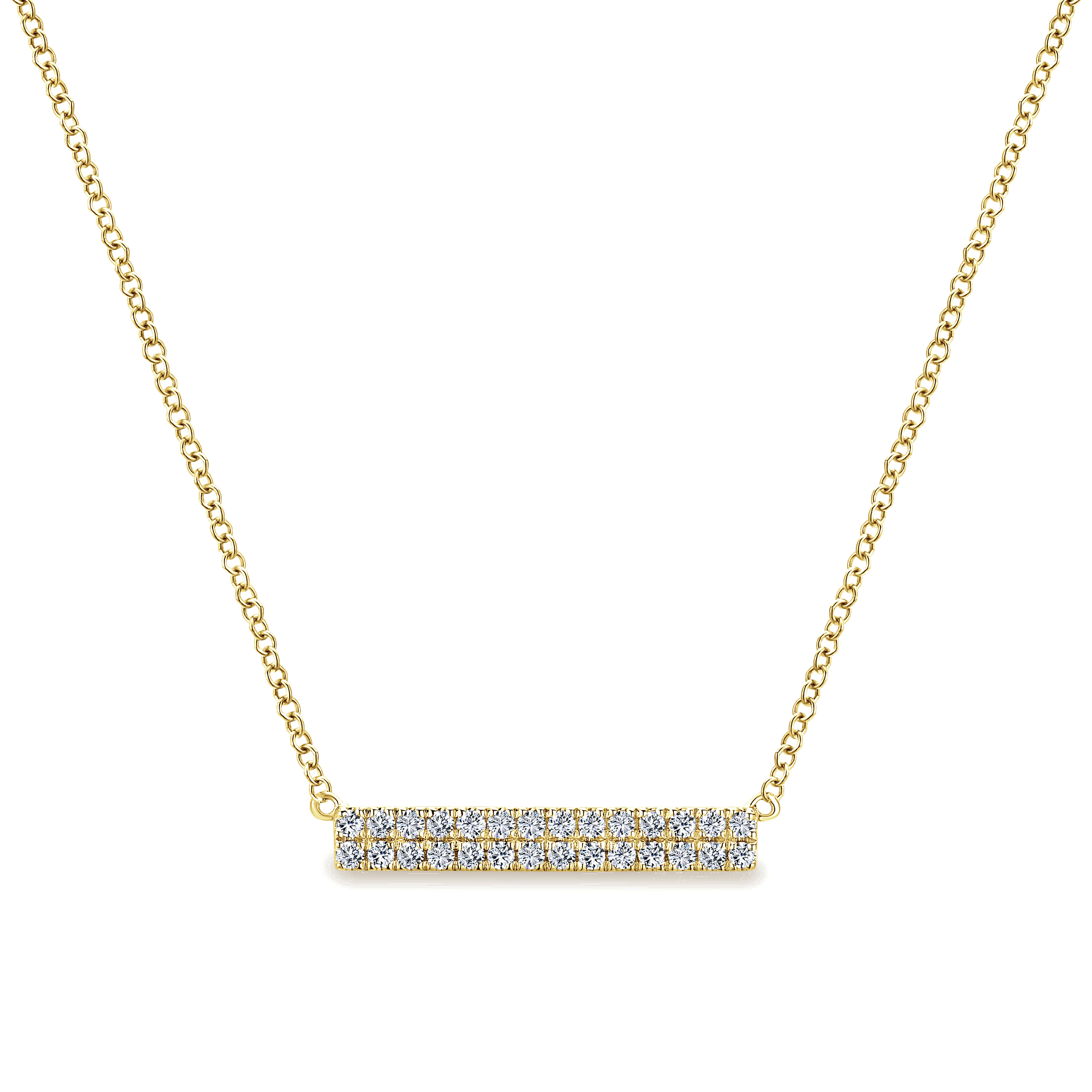 14K Yellow Gold Rectangular Diamond Bar Necklace - 0.25 ct - Shot 1