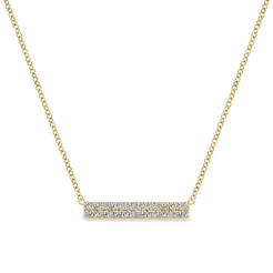 14K Yellow Gold Rectangular Diamond Bar Necklace