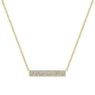 14K Yellow Gold Rectangular Diamond Bar Necklace