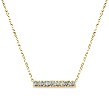 14K Yellow Gold Rectangular Diamond Bar Necklace