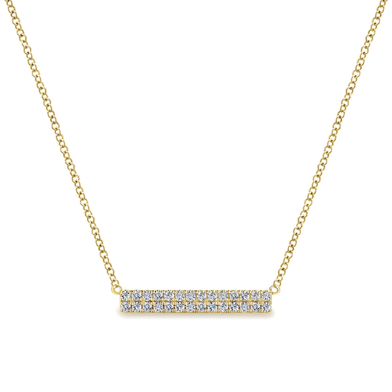 14K Yellow Gold Rectangular Diamond Bar Necklace - 0.25 ct - Shot 1