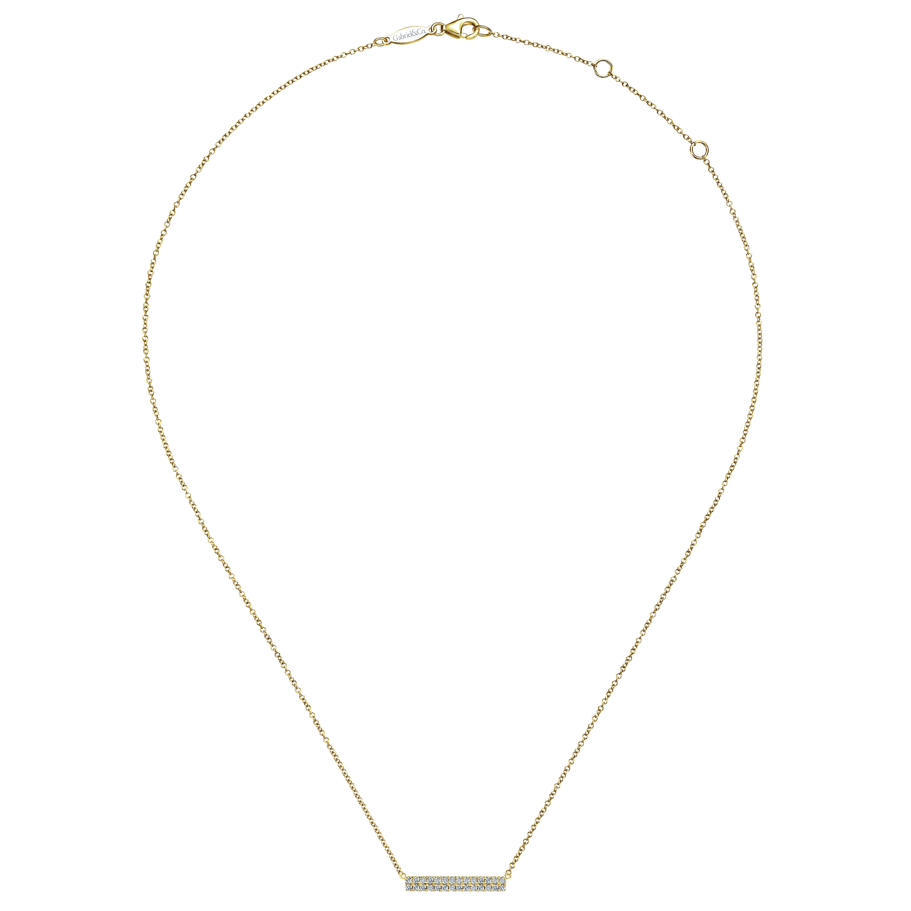 14K Yellow Gold Rectangular Diamond Bar Necklace - 0.25 ct - Shot 2