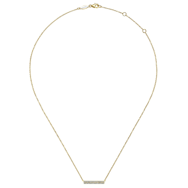 14K Yellow Gold Rectangular Diamond Bar Necklace - 0.25 ct - Shot 2