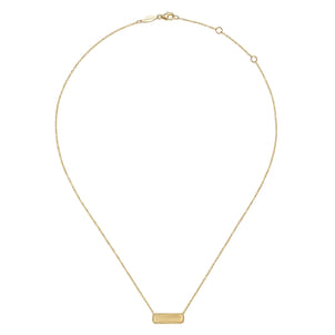 14K Yellow Gold Rectangular ID Pendant Necklace with Twisted Rope Frame