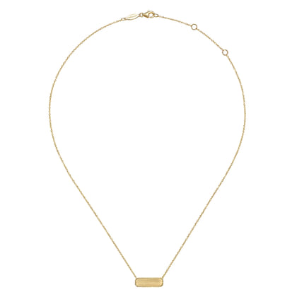 14K Yellow Gold Rectangular ID Pendant Necklace with Twisted Rope Frame
