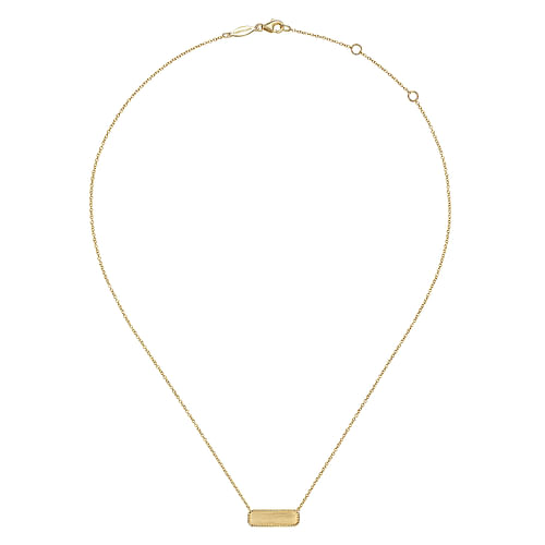 14K Yellow Gold Rectangular ID Pendant Necklace with Twisted Rope Frame - Shot 3