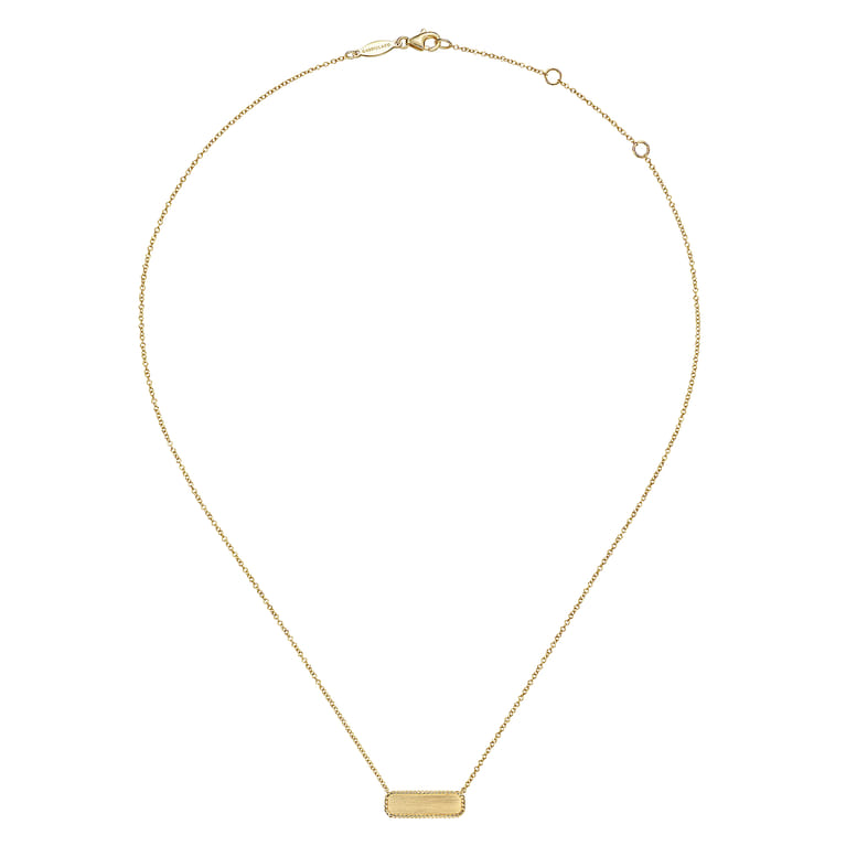 14K Yellow Gold Rectangular ID Pendant Necklace with Twisted Rope Frame - Shot 2