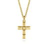 14K Yellow Gold Rectangular Station Cross Pendant