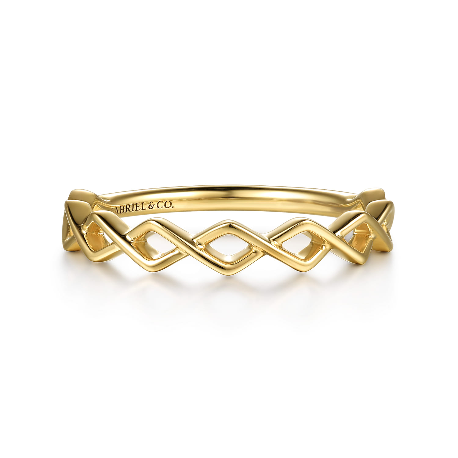 14K Yellow Gold Rhombus Shape Stackable Ring - Shot 1