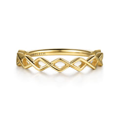 14K Yellow Gold Rhombus Shape Stackable Ring