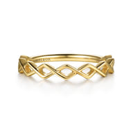 14K Yellow Gold Rhombus Shape Stackable Ring