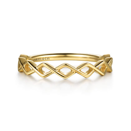14K Yellow Gold Rhombus Shape Stackable Ring