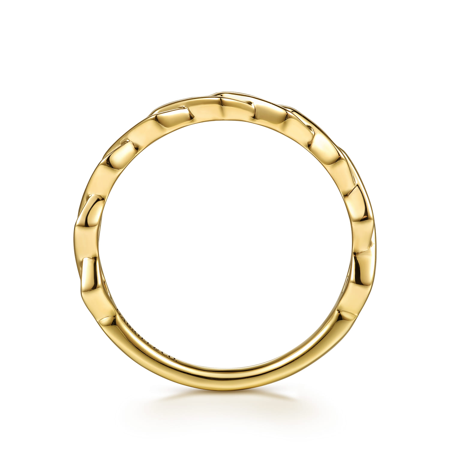 14K Yellow Gold Rhombus Shape Stackable Ring - Shot 2