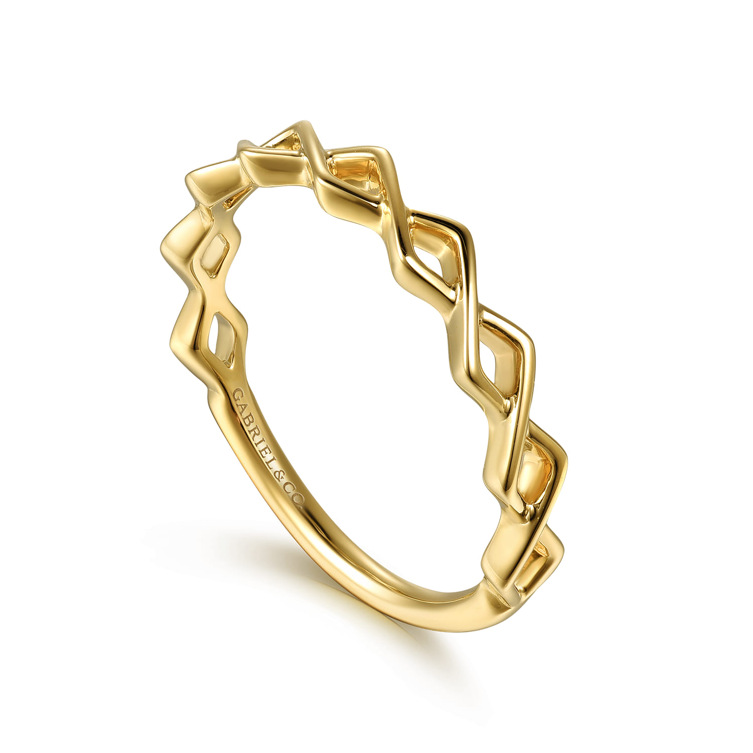 14K Yellow Gold Rhombus Shape Stackable Ring - Shot 3