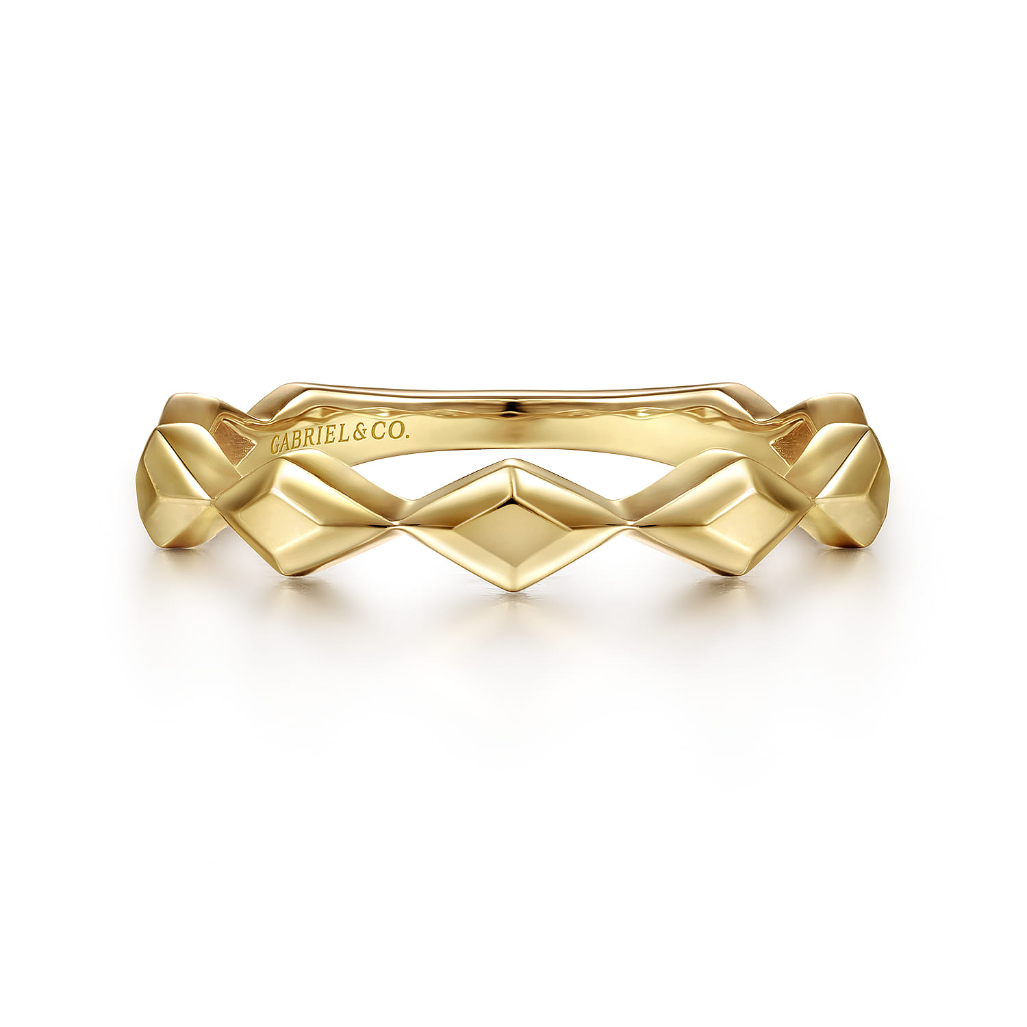 14K Yellow Gold Rhombus Station Ring - Shot 1