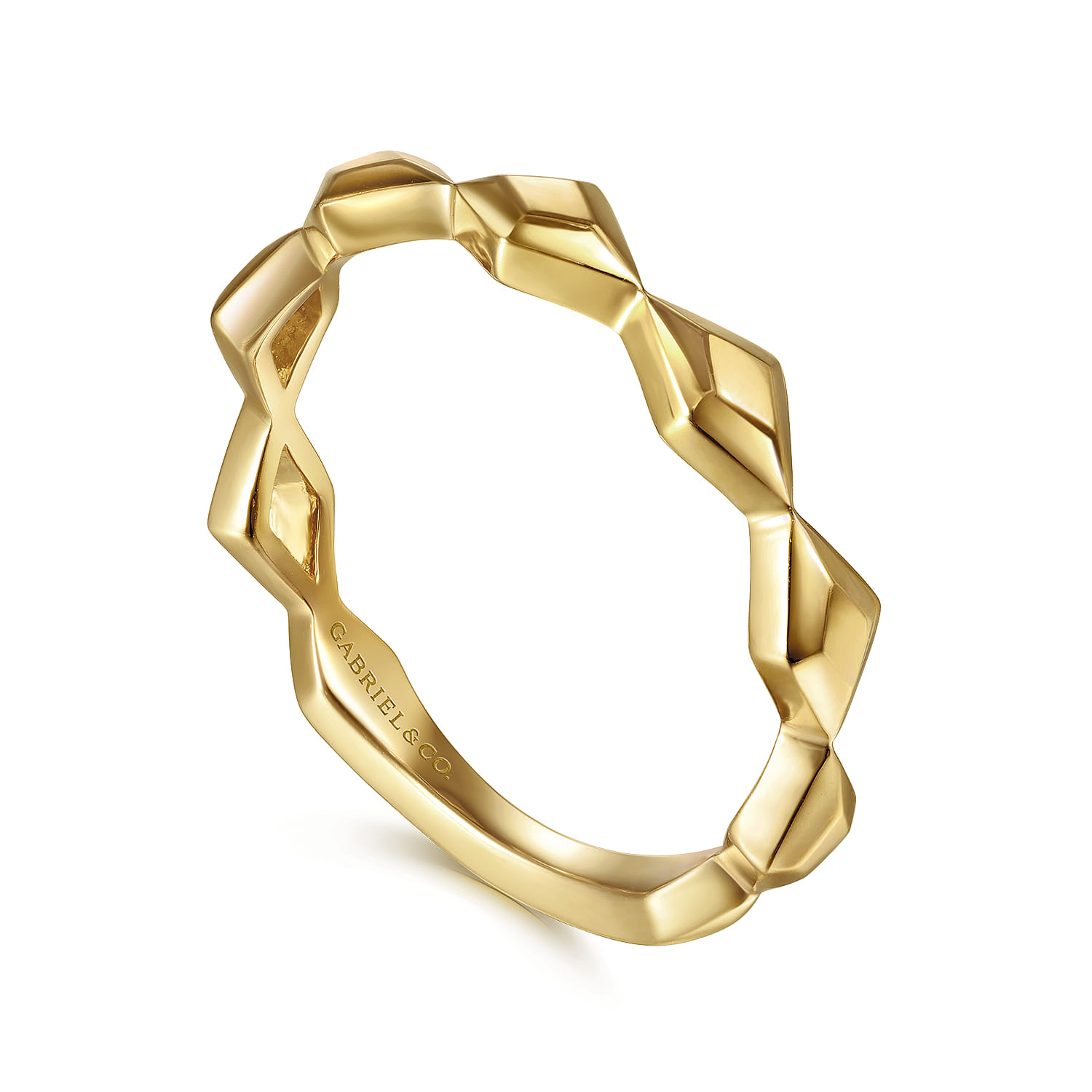 14K Yellow Gold Rhombus Station Ring - Shot 3