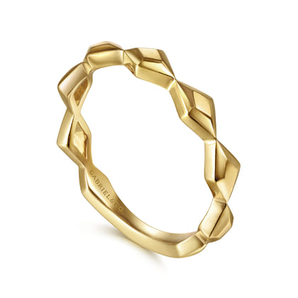 14K Yellow Gold Rhombus Station Ring
